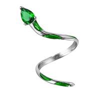 jieGorge Offener Ring Silber Böhmischer Ring Stapelring Zirkon Fingerring Grün Stapelverbindung Modering Frauen Mädchen Modekreativer, Leichter, Verstellbarer Persönlichkeitsring für Damen (B, A)