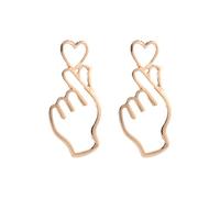 jieGorge Ohrringe Madchen Finger-Herz-Ohrstecker, minimalistische Ohrringe, Ohrstecker, zierliche, Hohle Hand- und Liebes-Anhänger, niedliche Silberschmuck-Ohrstecker Ohrringe Perlen (Gold, One Size)
