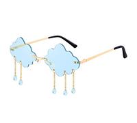 jieGorge Quastenförmige Sonnenbrille in Wolkenform, randlos, Wolken-Sonnenbrille, Regentropfen, randlos, niedliche Sonnenbrille, Punk-Brille, Schattierungen, Sonnenbrille für Damen und Herren, blau