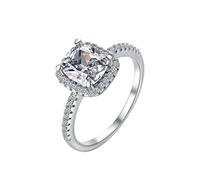 jieGorge Stapelring Quadratischer Diamantring für Frauen S925 Ring Zirkon Paar quadratischer Diamantring Modekreativer, Leichter, Verstellbarer Persönlichkeitsring für Damen (Silver, B)
