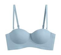 jieGorge Still BH Sexy, bequemer, trägerloser, Rutschfester, Faltbarer, spurloser und Stahlring-Sommer-Neuer BH für Frauen Nahtloses Bandeau Mit Unterstützung (Light Blue, L)