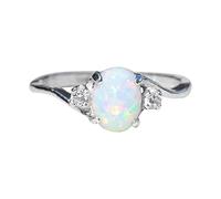 jieGorge Teenager~Mädchen~Ringe Feiner Damen Silber Ring Oval Cut Strass Schmuck Geburtstag Vorschlag Geschenk Braut Verlobungsfeier Ring (White, 11)