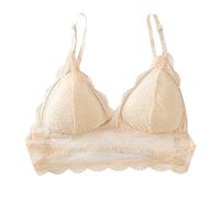 jieGorge Top Mit Integriertem BH Damen-Sommer-Neuer sexy Spitzen-Wickel-BH mit großem offenem Rücken und BH mit einem Knopf am Rücken Bustier Klein Damen (Beige, One Size)