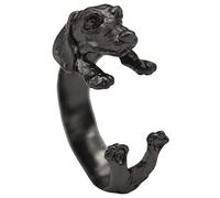 jieGorge Trendige Ringe Dackel Haustier Hund Tier Ring Modeschmuck Wurst Hund Punk offen Verstellbarer Ring Wurst Hund offen Trend Ring (Black, One Size)