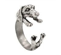 jieGorge Trendige Ringe Dackel Haustier Hund Tier Ring Modeschmuck Wurst Hund Punk offen Verstellbarer Ring Wurst Hund offen Trend Ring (Sliver, One Size)