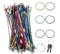 Jiehaojia Schlüsselring Drahtseil, 70 Stück Schlüsselring Groß, Schlüsselringe Edelstahl, Nylon Beschichtete, Schlüsselringe Bunt für Gepäckanhänger, Taschenlampen, ID Tag Wächter