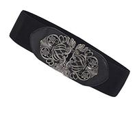 JIER Breit Elastische Vintage Taillengürtel Damen Retro Stretch Taille Kleid Gürtel Korsett Damengürtel Ledergürtel Taillen Gürtels Hüftgürtel (Schwarz A)