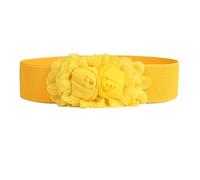 JIER Damen Blume Gürtel Belt Damenmode Blumen Elastischer Gürtel Tailleband Stoffgürtel Jeansgürtel Spitzegürtel Hüftgurt Breiter Gürtelbund (Gelb)