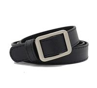 JIER Damen Gürtel Schlichter Gürtel mit klassischer silberner Schnalle Ledergürtel Damengürtel Jeansgürtel Anzugsgürtel Belt Taillengürtel (Schwarz)