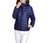 JIER Damen Kurz Kapuzen Jacke Steppjacke Leichte Daunenjacke Leichter Winter Daunen Winterjacke Warm Bequem Ultraleichte Dünne Übergangsjacke (Königsblau,Large)