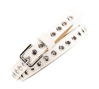 JIER Damen Leder Nieten Gürtel Damen Herren Nieten Ösen Gürtel Jeansgürtel Nietengürtel Hosengürtel Ledergürtel für Bluse Jeans Freizeithosen (Weiß)