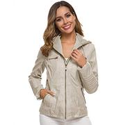 JIER Damen Regenjacke Kurze Jacke mit Kapuze Leichte Jacke mit Atmungsaktiv Futter Herbst wasserdichte Übergangjacken Windjacke Outwear (Aprikose,X-Large)