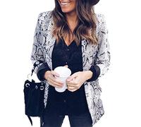 JIER Damen Schlange Drucken Anzüge Elegant Vintage Langarm Slim Fit Bolero Jacke Blazer Cardigan Herbst Winter Mode Revers Mantel Parka Tops (Bildfarbe,Small)