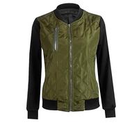JIER Damen Stehkragen Reißverschluss Steppjacke Jacke Langarm Winter Warm Ultraleicht Jacket Übergangsjacke Bikerjacke Bomberjacke Outwear (Grün,Small)