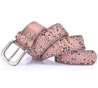 JIER Damen Vintage Nietengürtel Nieten Gürtel Leder Gürtel Glitzergürtel Ledergürtel Damengürtel Belt Breiter Gürtel mit Nieten und Strass (Pink)