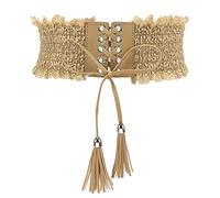 JIER Elastische Korsett Taillengürtel Damen Breiter Hüftgürtel Bindegürtel Spitze Taillengürtels Schnüren Bindegürtel Wickelgürtel Bindegürtel (Khaki)