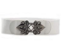 JIER Frauen Breite Taille Elastische Stretch Gürtel Elastisch Breit PU Retro Schnalle Taillengürtel Kleid Belt Taillengürtel Stretchgürtel (Weiß)