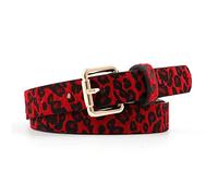 JIER Frauen Leopard Gürtel Damen Mädchen Breite Ledergürtel Leoparden Muster Modern Gürtel Taillenband Kunstleder Belt mit Metall Schnalle (Rot)
