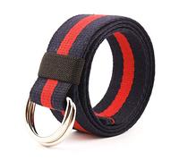 JIER Gestreift Stoffgürtel Herren Damen Leinwand Canvas Jeansgürtel Belts Gürtel Gurtband Taillegürtel Hüftegürtel mit Doppel D-Ringe Schnalle (Weiß C)
