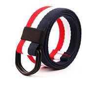 JIER Gestreift Stoffgürtel Herren Damen Leinwand Canvas Jeansgürtel Belts Gürtel Gurtband Taillegürtel Hüftegürtel mit Doppel D-Ringe Schnalle (Schwarz B)