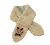 JIER Plüsch Schal Kinder Weihnachtsschal Mädchen Jungen Cartoon süß Kinderschal Winter Dick Warm Weich Schlauchschal Winterschal Rundschal Strickschal (Beige,One Size)