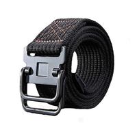 JIER Unisex Stoffgürtel Mit Schnalle Doppel D-Ringe Leinwand Canvas Schnalle Gürtel Nylon Militär Outdoor Gürtel Elastischer Stretchgürtel Belt (Schwarz)