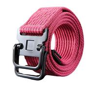 JIER Unisex Stoffgürtel Mit Schnalle Doppel D-Ringe Leinwand Canvas Schnalle Gürtel Nylon Militär Outdoor Gürtel Elastischer Stretchgürtel Belt (Rose Rot)