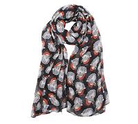 JIER Weihnachten Damen Seidenschal Schal Eleganter Schal Seidentuch Halstuch Schlauchschal Damenschal Modeschal Druckschal Herbstschal für Frauen (Schwarz,One Size)