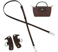 jiesinlov Mokka Rindsleder Taschen Schulterriemen Riemen Umrüstsatz Ersatz verstellbaren Crossbody Schultergurt für Le Pliage XS Mini Pouch Gurt Mocha Silber Dunkelbraun(Mokka Leder)