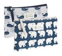 JIEYAO Kosmetiktasche aus Leinwand, 2 Stück Klein Schminktäschchen Reise-Kulturtasche Tragbare Bedruckte Make up Tasche mit Reißverschluss Multifunktional Organizer Tasche für Damen Kosmetik(B)