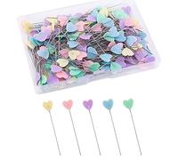 JIHUOO 200 Stück Herz-Nähnadeln, Flachkopf, gerade, farbige Stecknadeln, Quiltnadeln für Schneiderei, Handwerk, Nähprojekte