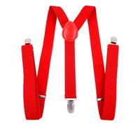 JIHUOO Verstellbare Hosenträger für Herren, Y-Rücken, elastische Hosenträger mit Gürtelclip, einfarbig, breite Hosenträger mit Metall-Clips, rot, 2.5cm in width