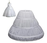 Jikekiroto Reifrock Mädchen Petticoat Unterrock 3 Creolen Reifrock Kinder Crinoline Blumenmädchen Krinoline Rock Weiß
