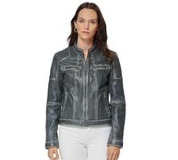 Jilani - Damen Echtleder Lederjacke Bikerjacke Lammnappa Anthra Größe 40