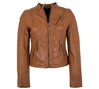 Jilani - Damen Echtleder Lederjacke Lammnappa Biker Cognac Größe 38