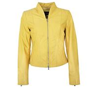 Jilani - Damen Echtleder Lederjacke Lammnappa hellgelb Größe 36
