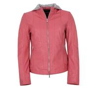 Jilani - Damen Echtleder Lederjacke Lammnappa Kapuze Coral Größe 48