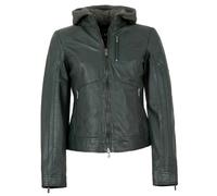 Jilani - Damen Echtleder Lederjacke Lammnappa Kapuze dunkelgrün Größe 46