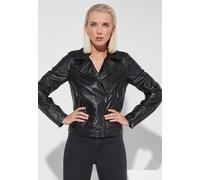 Jilani - Damen Lederjacke Biker Lammnappa schwarz : 38