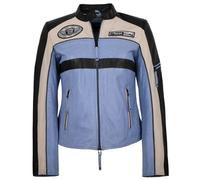 Jilani - Damen Lederjacke Bikerjacke Lammnappa schwarz-blau : 42