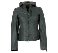 Jilani - Damen Lederjacke Lammnappa Kapuze dunkelgrün : 42