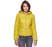 Jilani - Damen Lederjacke Steppjacke Lammnappa lemon gelb : 40