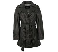 Jilani - Damen Ledermantel Trenchcoat Lammnappa schwarz : 46