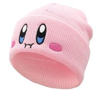 JILANI Handicraft Kid-by Beanie Niedliche Anime-Mütze, Kawaii-Zubehör, Beanie, Slouchy Besticktes Gesicht, Strickmützen für Erwachsene, Pink, Einheitsgröße-M
