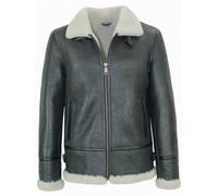 Jilani - Herren Lammfelljacke Lederjacke anthrazit-weiß : 54