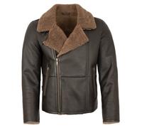 Jilani - Herren Lammfelljacke Lederjacke braun : 50