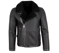 Jilani - Herren Lammfelljacke Lederjacke schwarz : 64