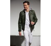 Jilani - Herren Lederjacke Kapuze Lammnappa dunkelgrün : 58