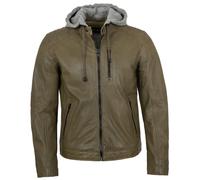 Jilani - Herren Lederjacke Kapuze Lammnappa olive : 60