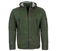 Jilani - Herren Lederjacke Kapuze Nubukleder grün : 56